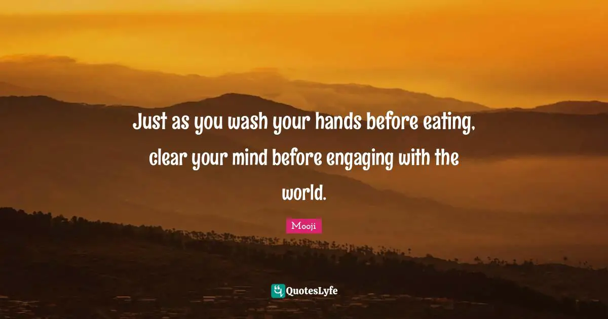Just as you wash your hands before eating, clear your mind before engaging with the world.