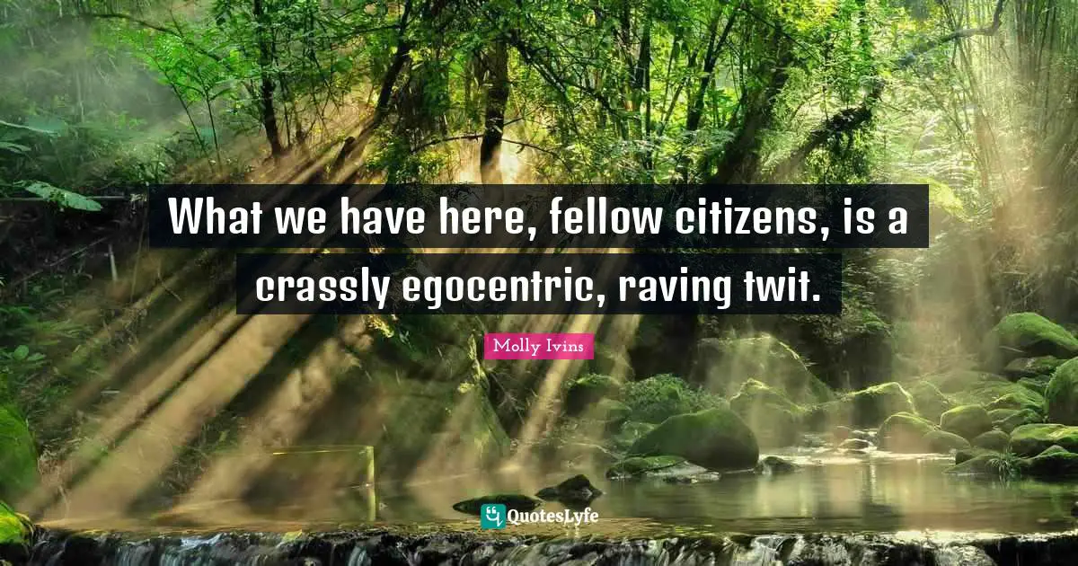 What we have here, fellow citizens, is a crassly egocentric, raving twit.