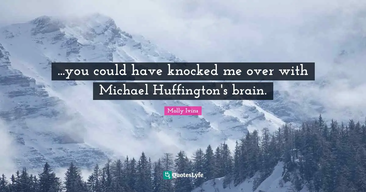 ...you could have knocked me over with Michael Huffington's brain.