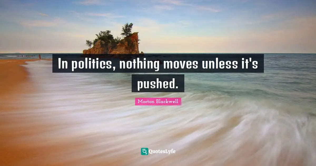 In politics, nothing moves unless it's pushed.