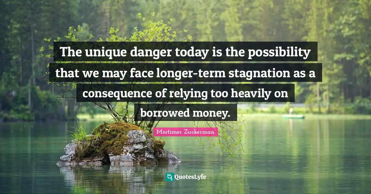 Stagnation Quotes: "The unique danger today is the possibility that we may face longer-term stagnation as a consequence of relying too heavily on borrowed money."