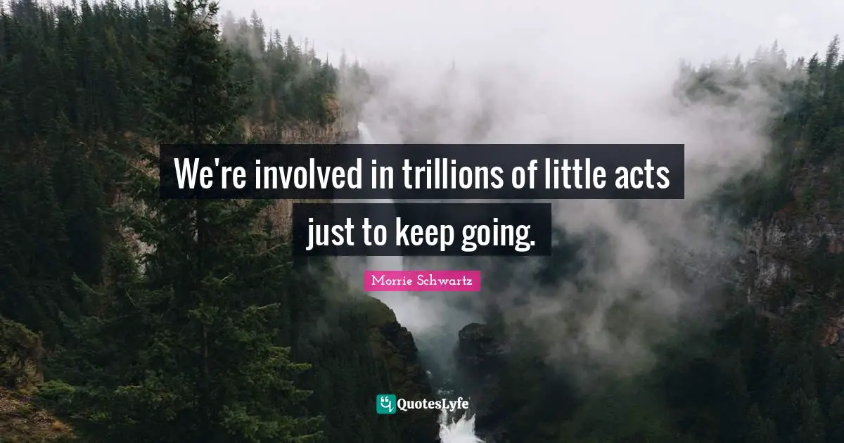 We're involved in trillions of little acts just to keep going.