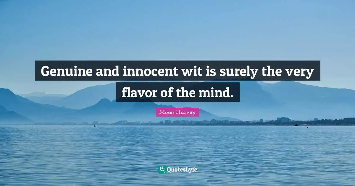 Genuine and innocent wit is surely the very flavor of the mind.