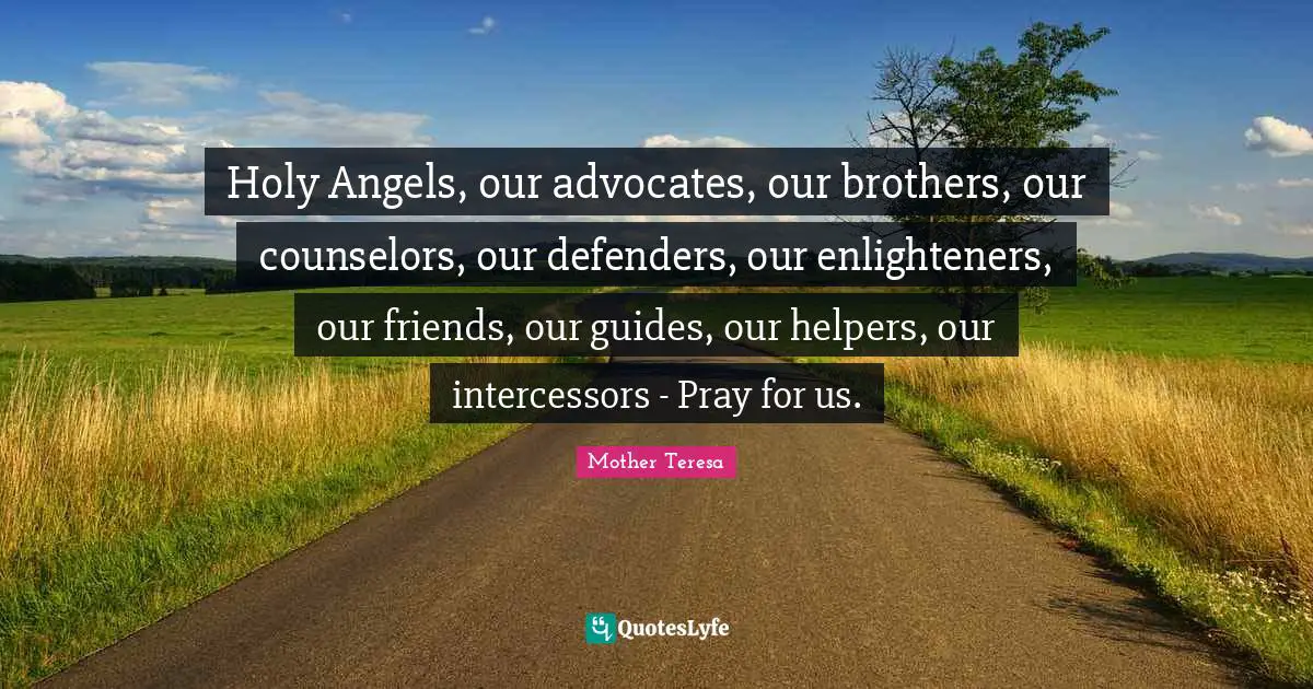 Holy Angels, our advocates, our brothers, our counselors, our defenders, our enlighteners, our friends, our guides, our helpers, our intercessors - Pray for us.