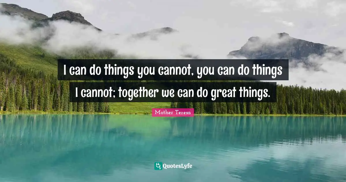 Leadership Quotes: "I can do things you cannot, you can do things I cannot; together we can do great things."