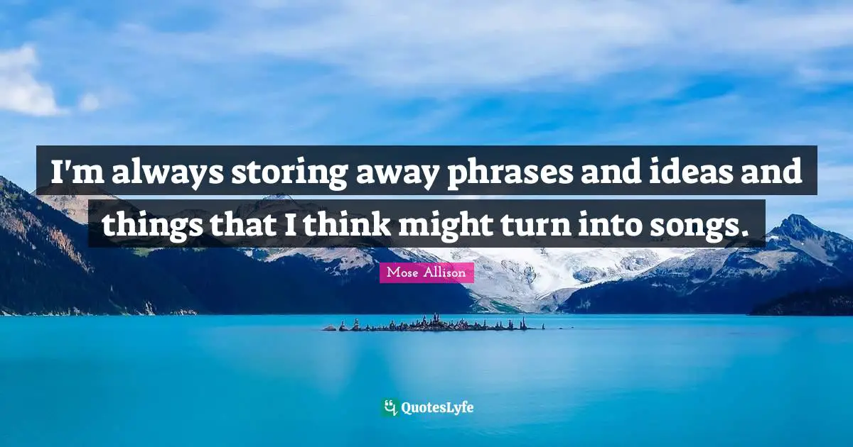 I'm always storing away phrases and ideas and things that I think might turn into songs.