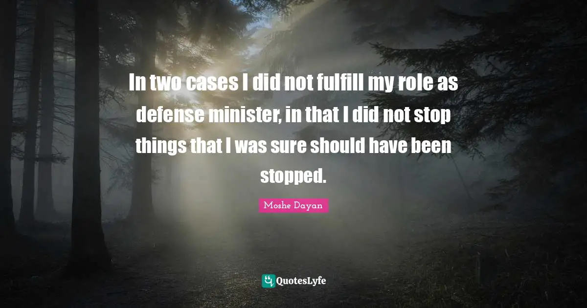 In two cases I did not fulfill my role as defense minister, in that I did not stop things that I was sure should have been stopped.