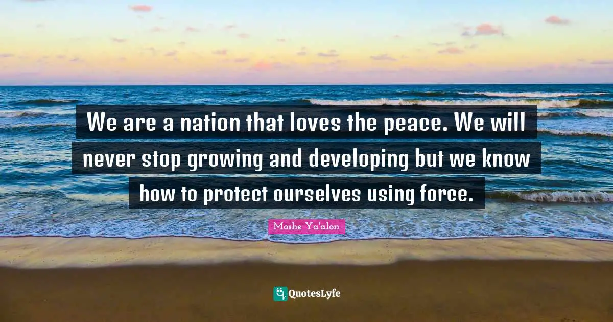 We are a nation that loves the peace. We will never stop growing and developing but we know how to protect ourselves using force.