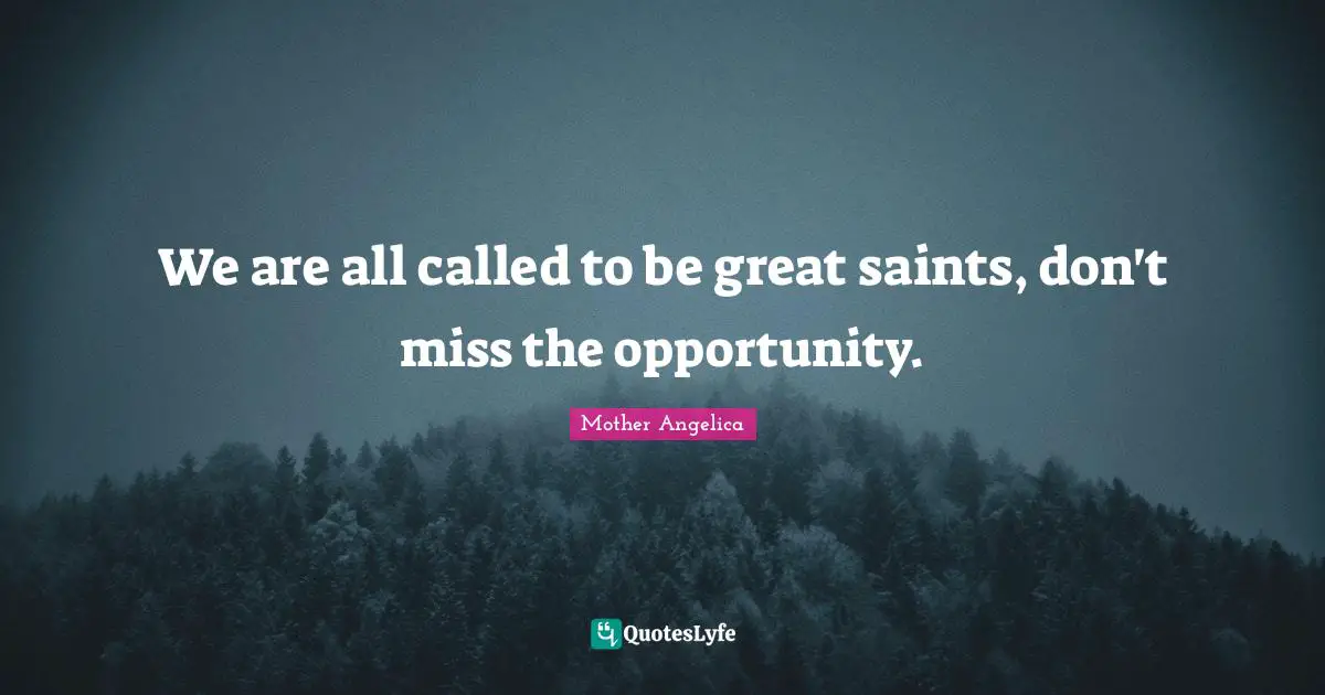 Opportunity Quotes: "We are all called to be great saints, don't miss the opportunity."