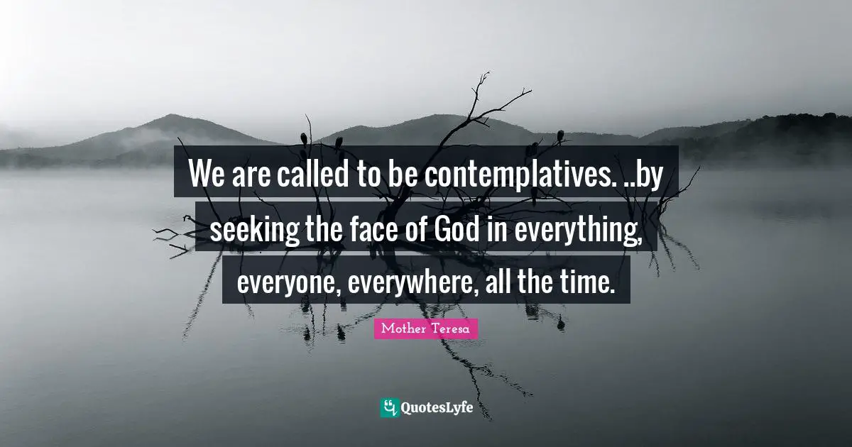 We are called to be contemplatives. ..by seeking the face of God in everything, everyone, everywhere, all the time.