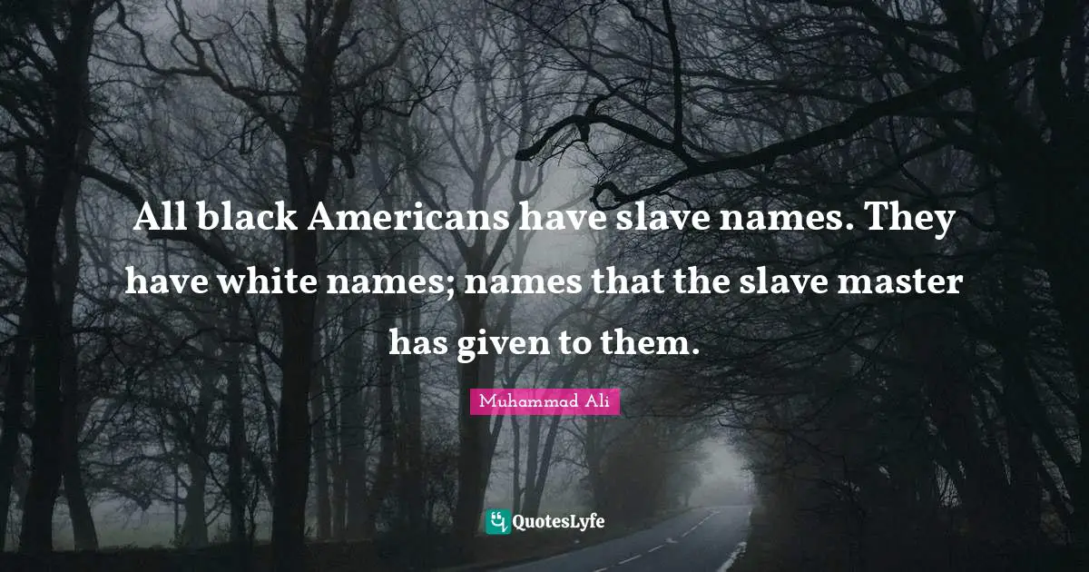 All black Americans have slave names. They have white names; names that the slave master has given to them.
