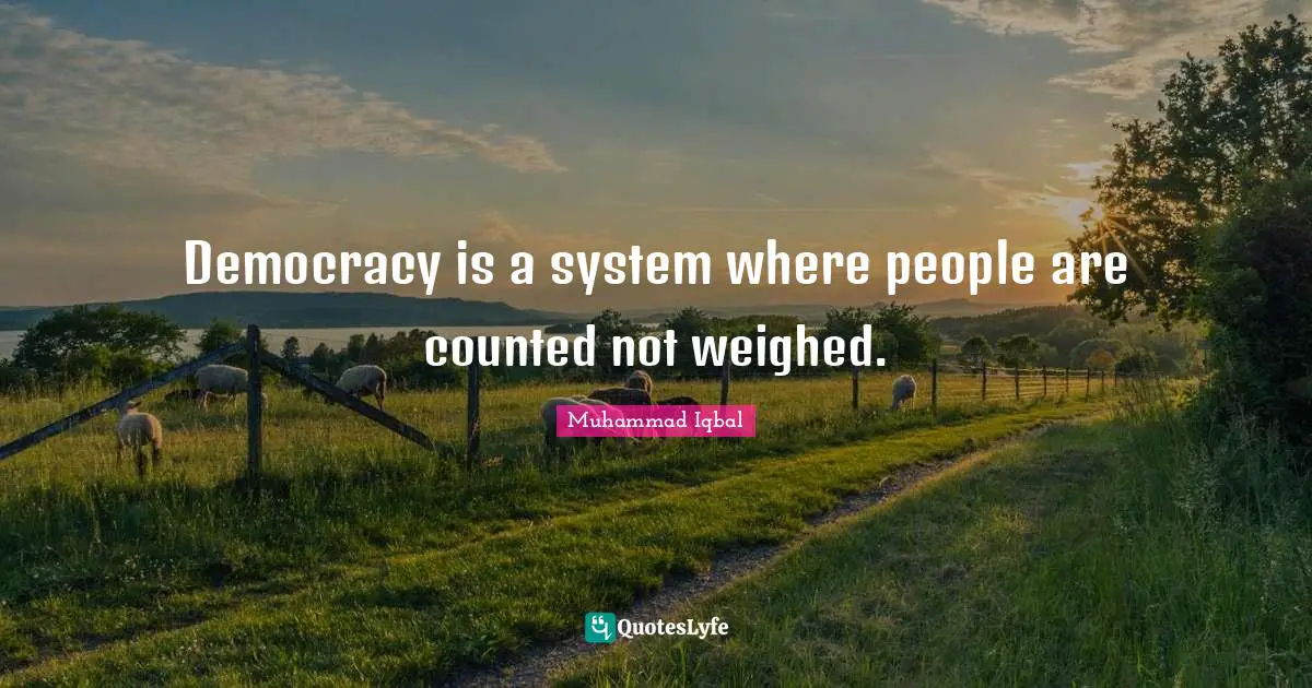 Democracy Quotes: "Democracy is a system where people are counted not weighed."