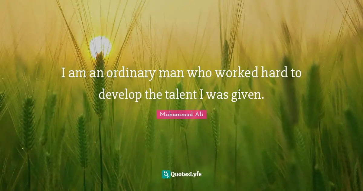 I am an ordinary man who worked hard to develop the talent I was given.