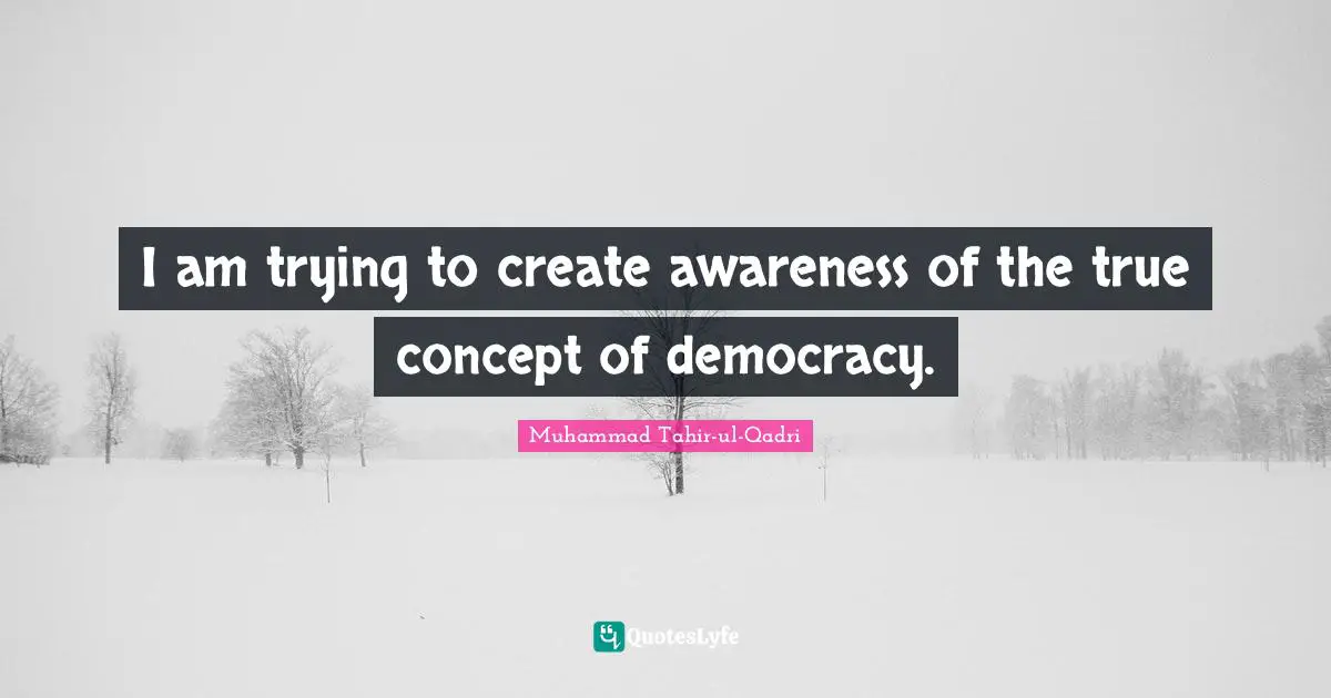 I am trying to create awareness of the true concept of democracy.