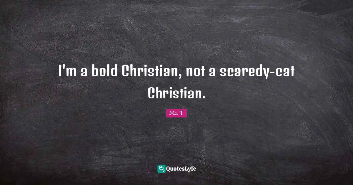 I'm a bold Christian, not a scaredy-cat Christian.
