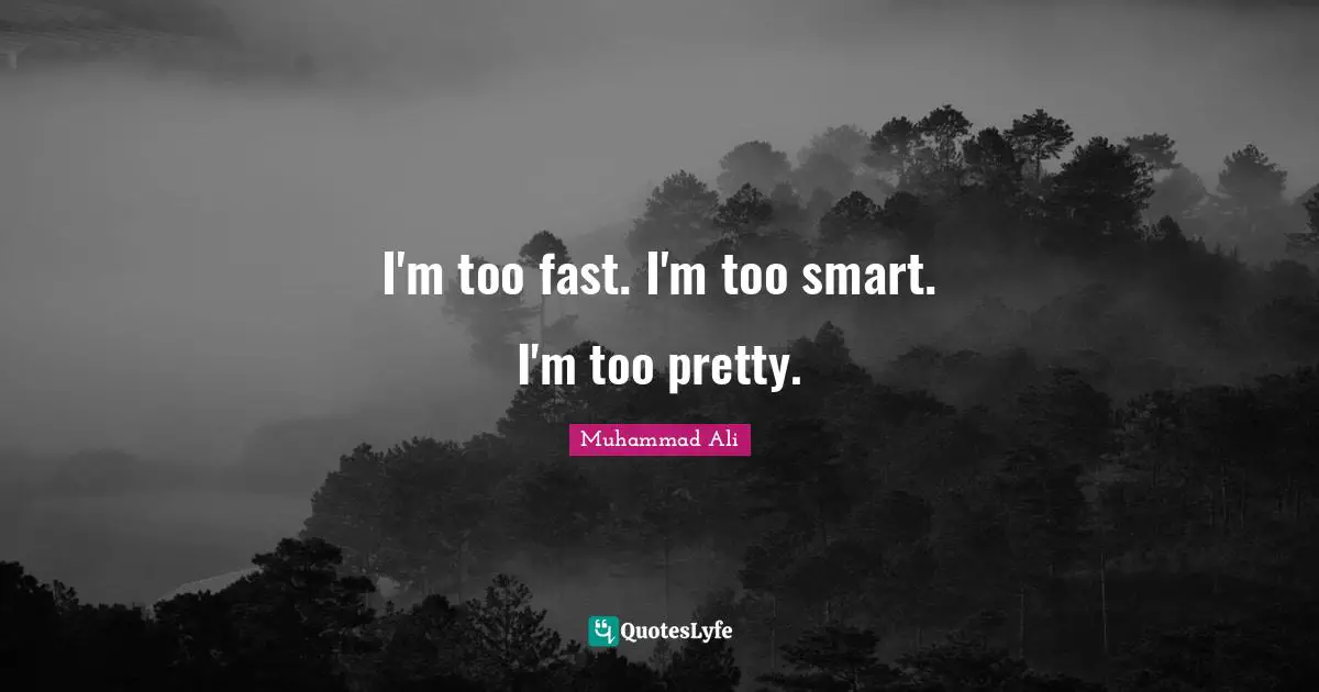 I'm too fast. I'm too smart. I'm too pretty.