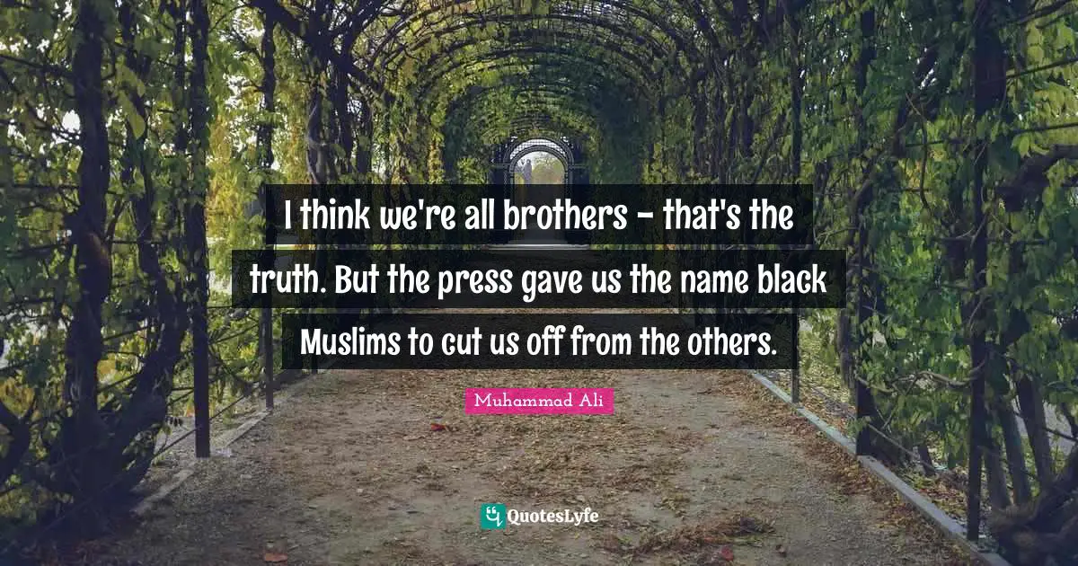 I think we're all brothers - that's the truth. But the press gave us the name black Muslims to cut us off from the others.