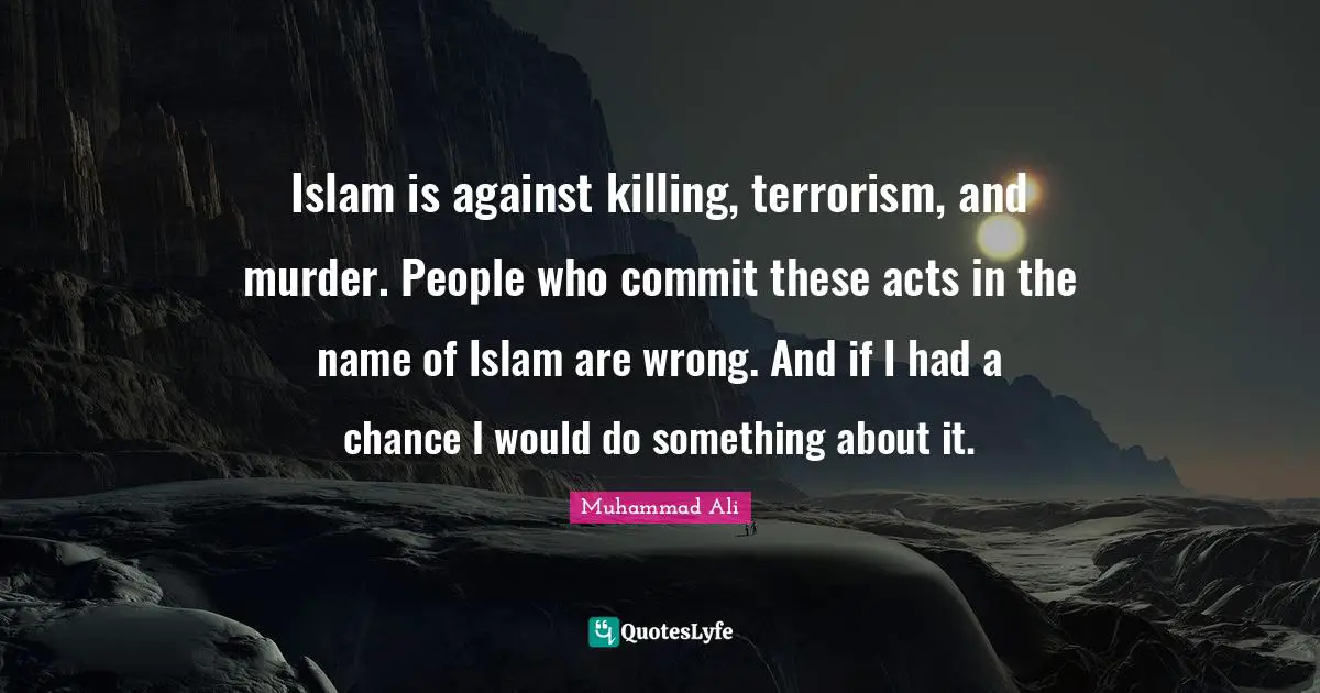 Islam is against killing, terrorism, and murder. People who commit these acts in the name of Islam are wrong. And if I had a chance I would do something about it.