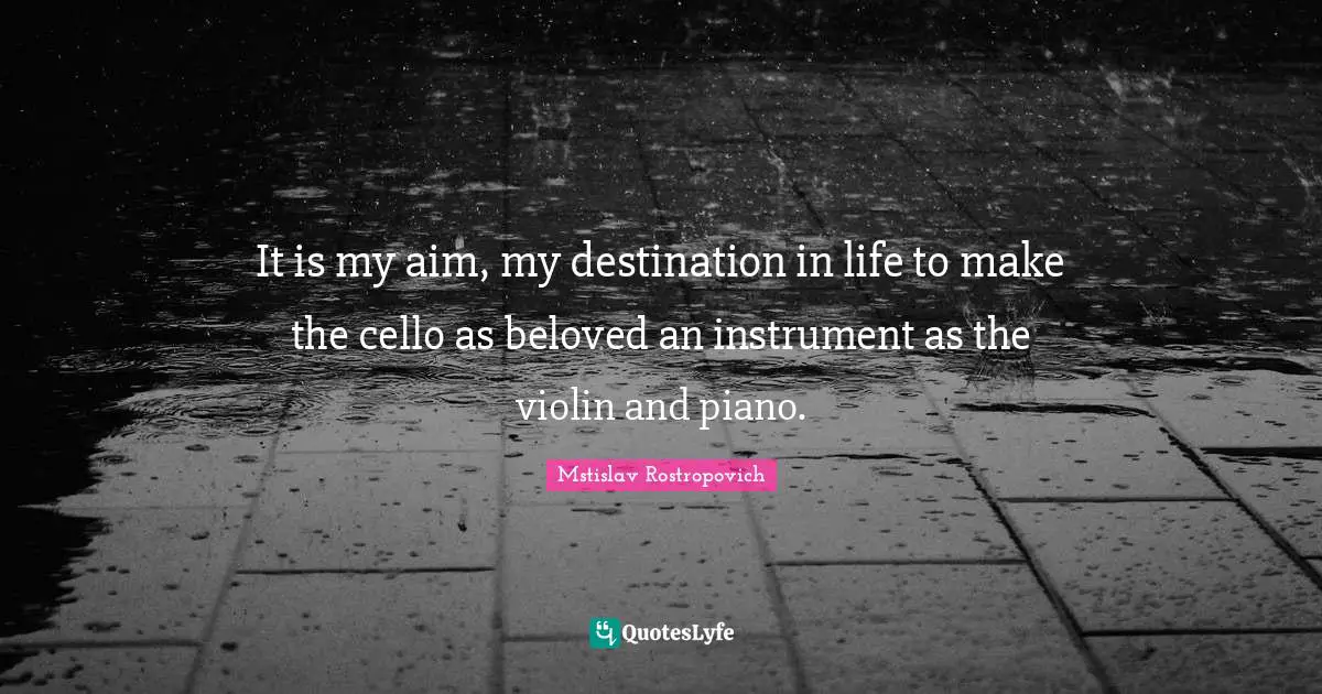 It is my aim, my destination in life to make the cello as beloved an instrument as the violin and piano.