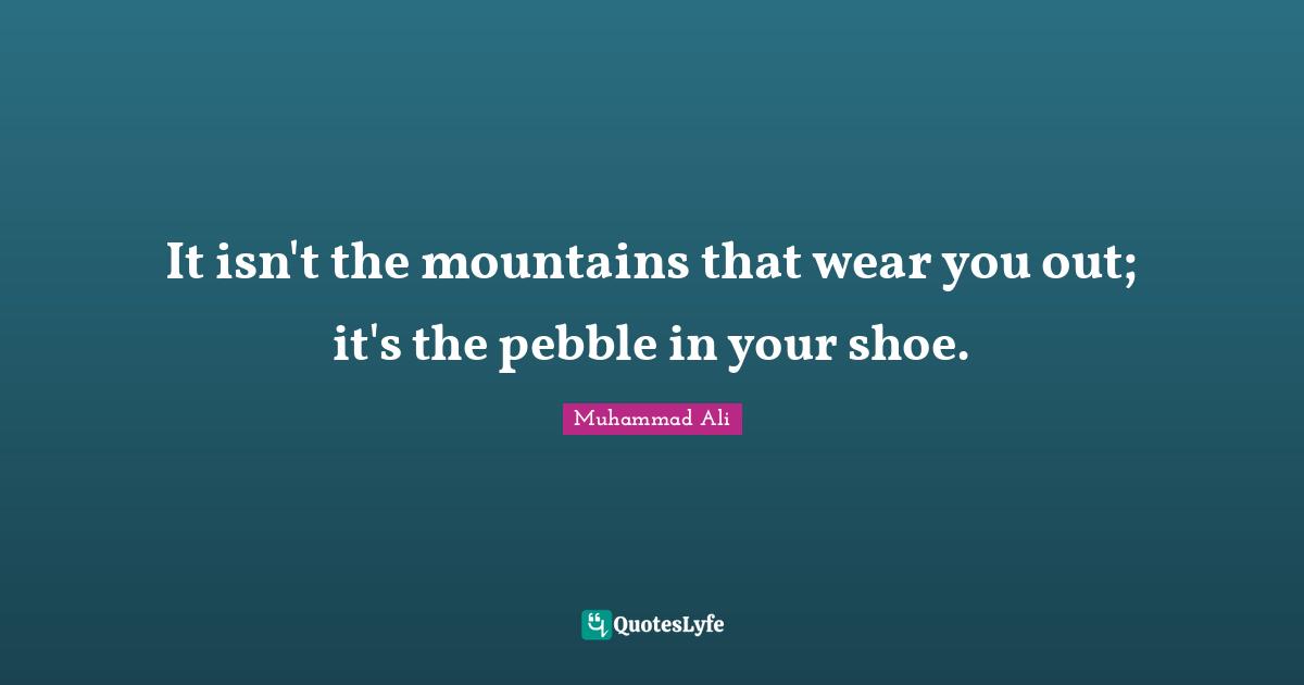It isn't the mountains that wear you out; it's the pebble in your shoe.