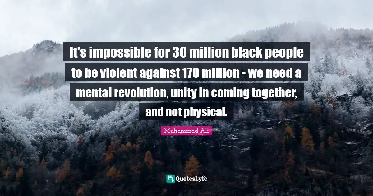 It's impossible for 30 million black people to be violent against 170 million - we need a mental revolution, unity in coming together, and not physical.