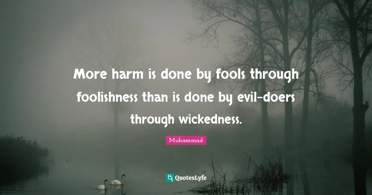 More harm is done by fools through foolishness than is done by evil-doers through wickedness.