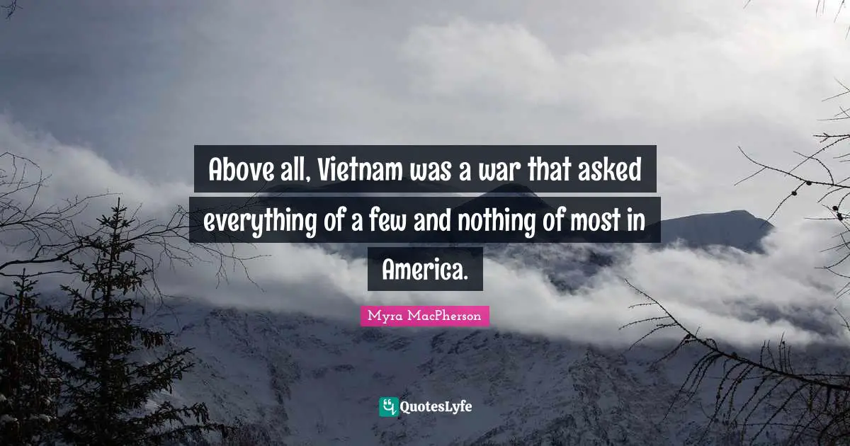 Above all, Vietnam was a war that asked everything of a few and nothing of most in America.