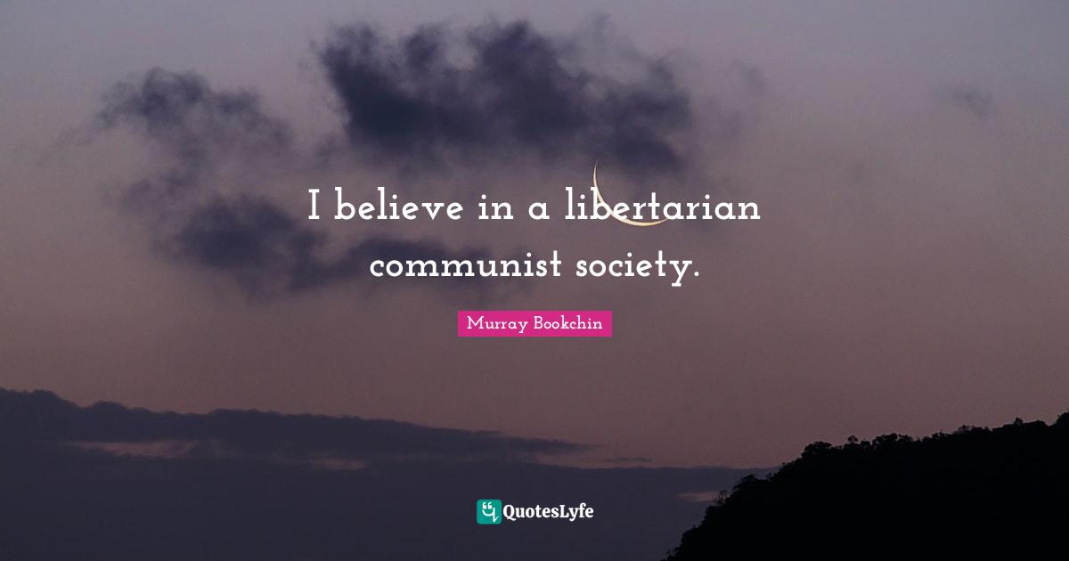I believe in a libertarian communist society.