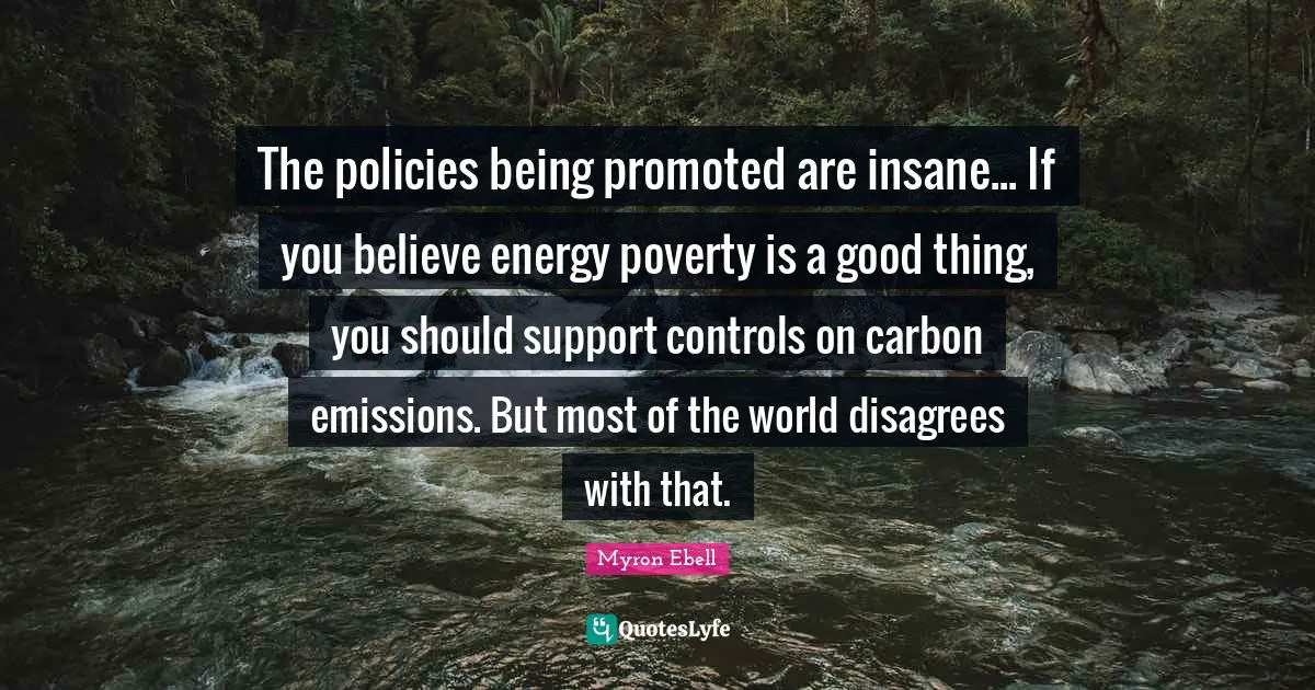 The policies being promoted are insane... If you believe energy poverty is a good thing, you should support controls on carbon emissions. But most of the world disagrees with that.