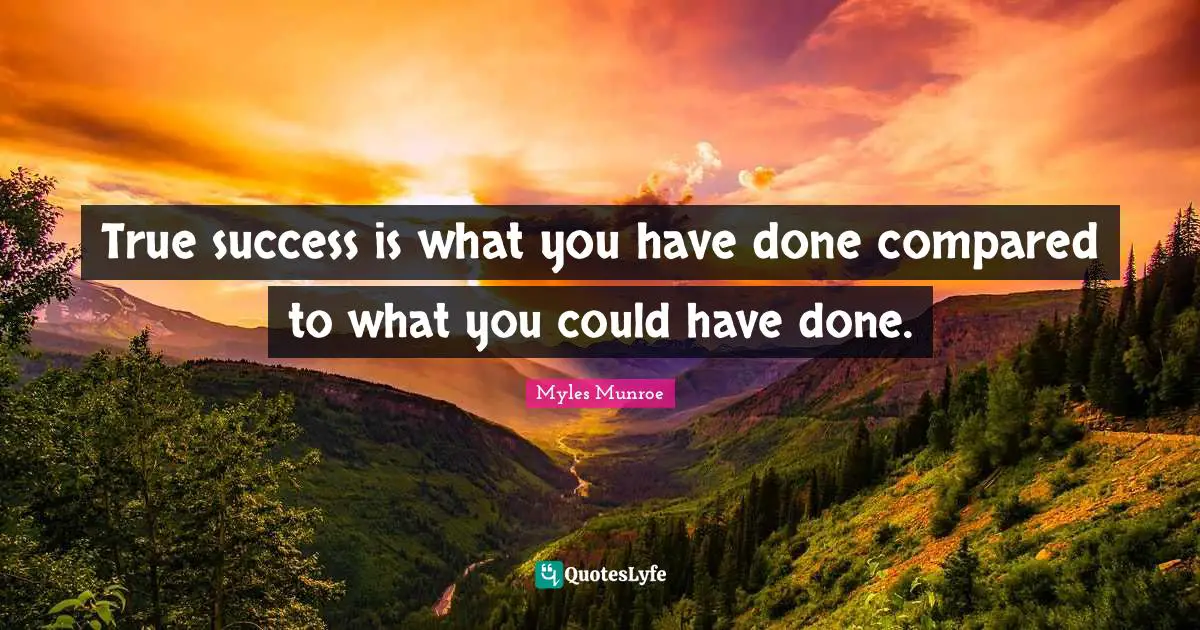 True success is what you have done compared to what you could have done.