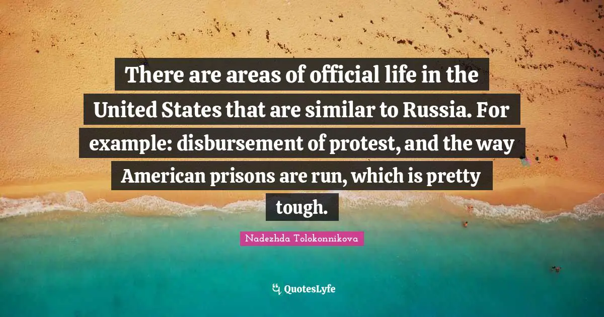 There are areas of official life in the United States that are similar to Russia. For example: disbursement of protest, and the way American prisons are run, which is pretty tough.