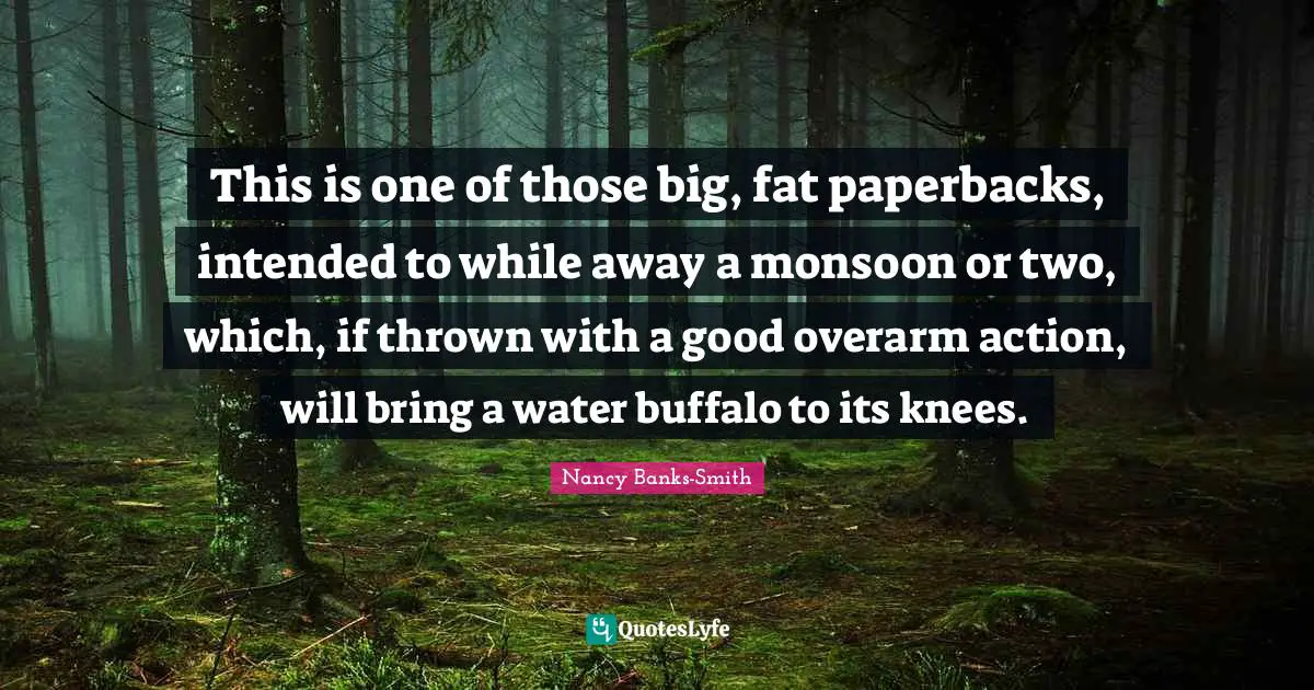 This is one of those big, fat paperbacks, intended to while away a monsoon or two, which, if thrown with a good overarm action, will bring a water buffalo to its knees.