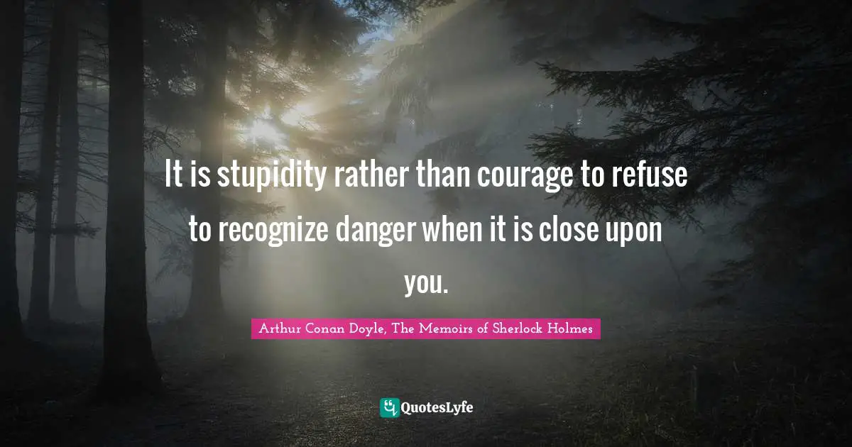 It is stupidity rather than courage to refuse to recognize danger when it is close upon you.