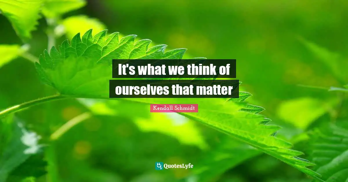 Kendall Schmidt Quotes: "It's what we think of ourselves that matter"