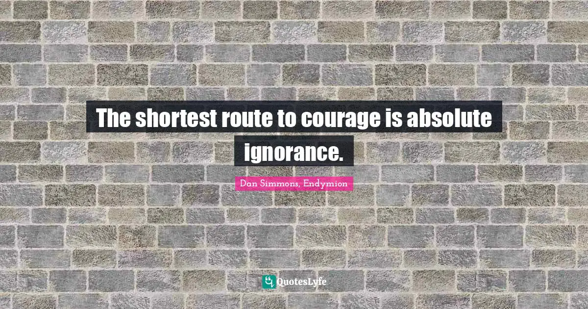 Dan Simmons Quotes: "The shortest route to courage is absolute ignorance."