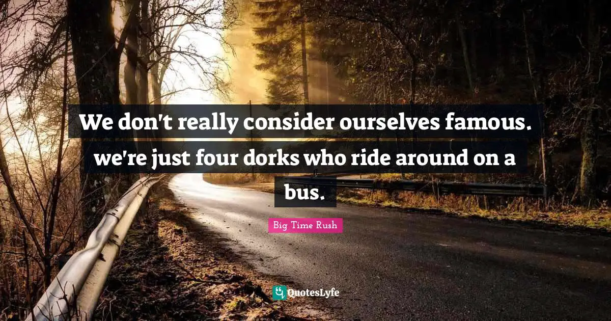 We don't really consider ourselves famous. we're just four dorks who ride around on a bus.