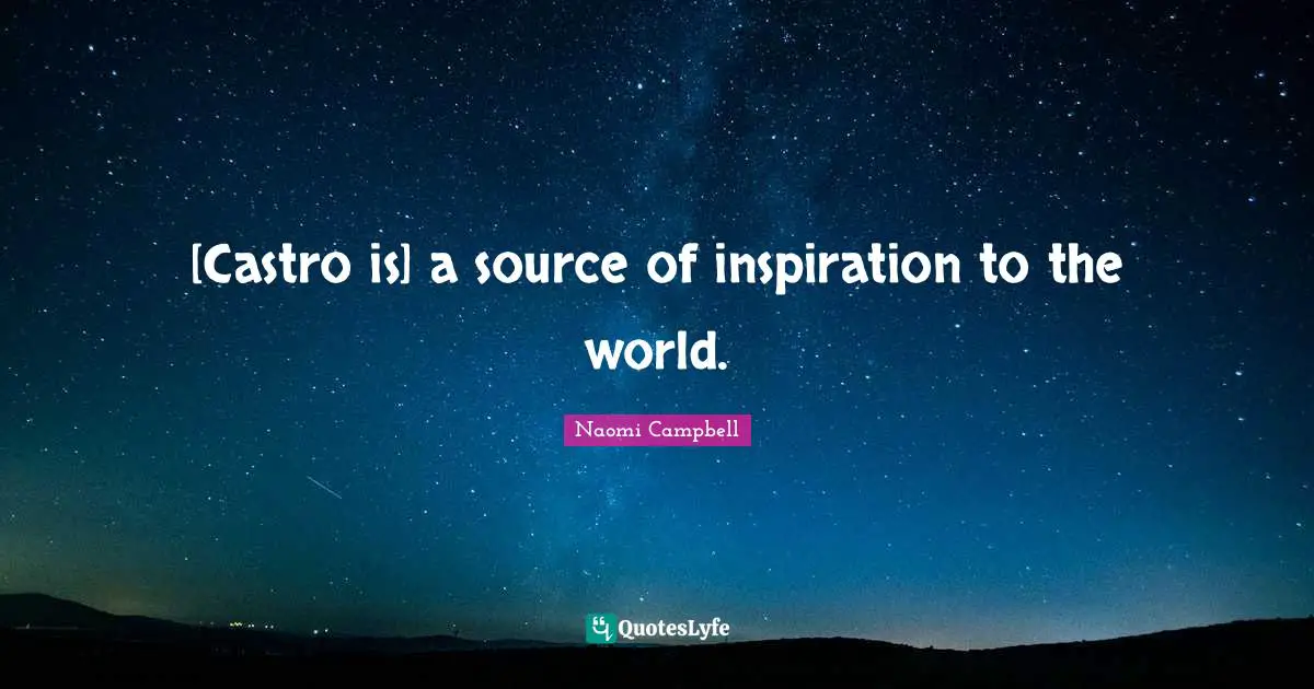 Naomi Campbell Quotes: "[Castro is] a source of inspiration to the world."