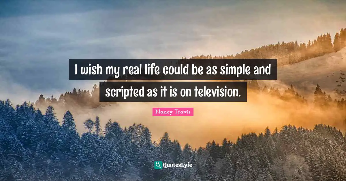 I wish my real life could be as simple and scripted as it is on television.