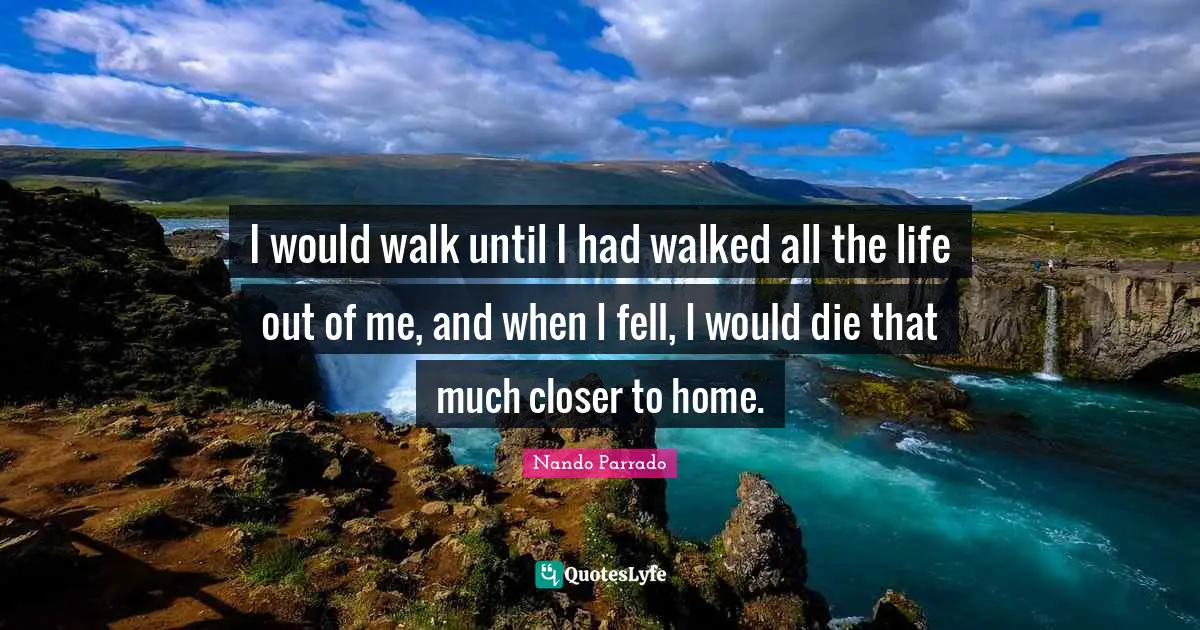 I would walk until I had walked all the life out of me, and when I fell, I would die that much closer to home.