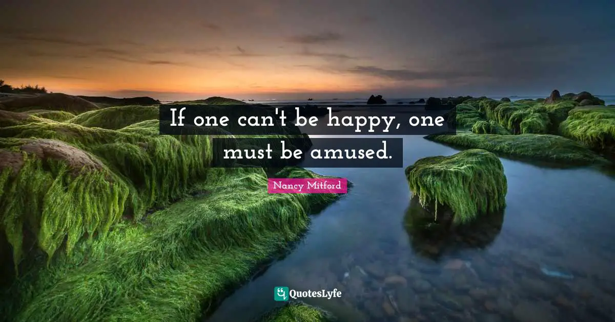 If one can't be happy, one must be amused.