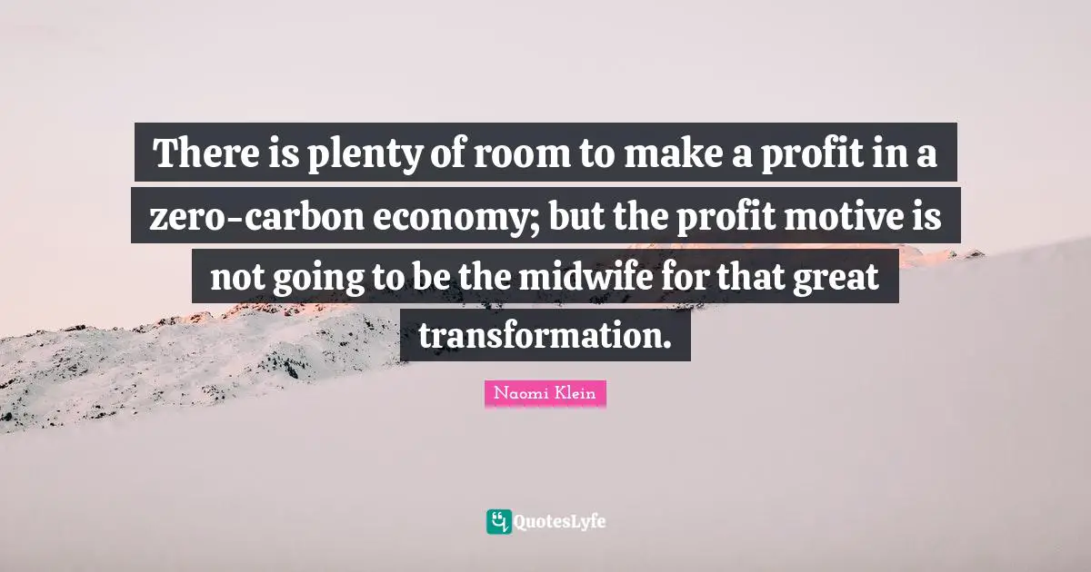 There is plenty of room to make a profit in a zero-carbon economy; but the profit motive is not going to be the midwife for that great transformation.