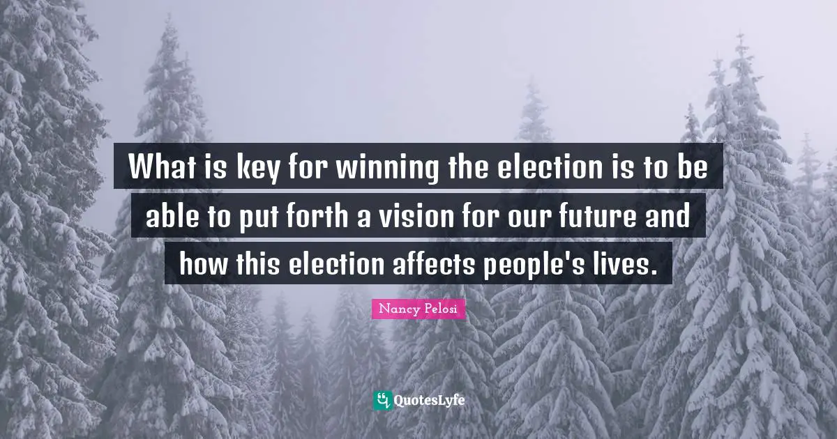 What is key for winning the election is to be able to put forth a vision for our future and how this election affects people's lives.