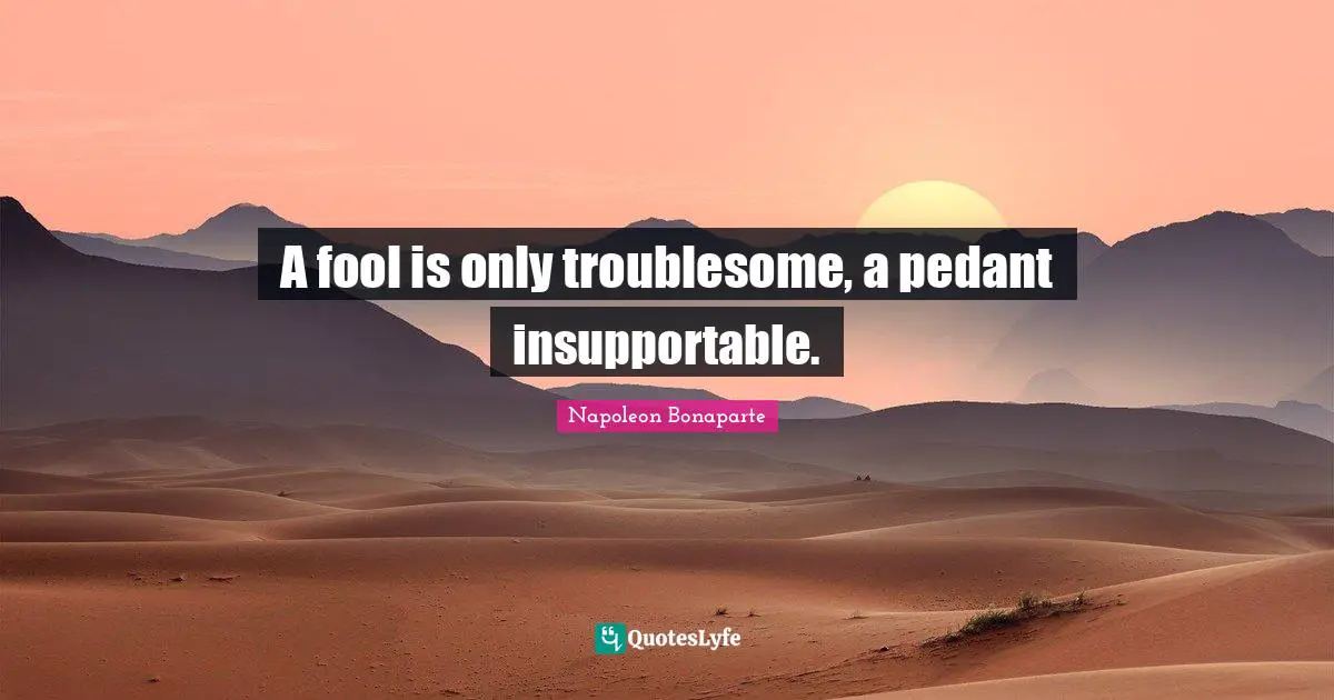 A fool is only troublesome, a pedant insupportable.