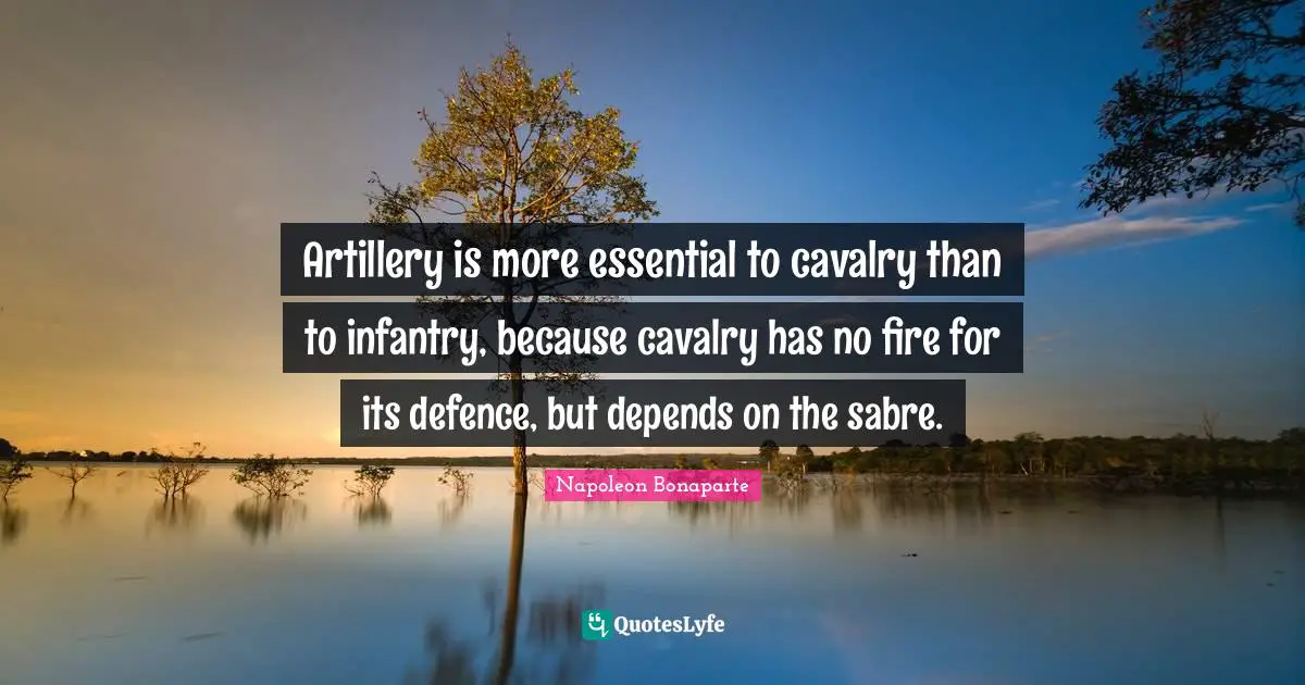 Artillery is more essential to cavalry than to infantry, because cavalry has no fire for its defence, but depends on the sabre.