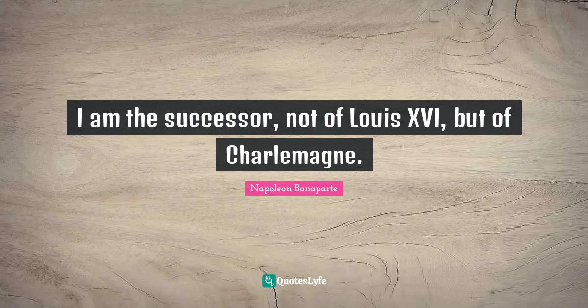 I am the successor, not of Louis XVI, but of Charlemagne.