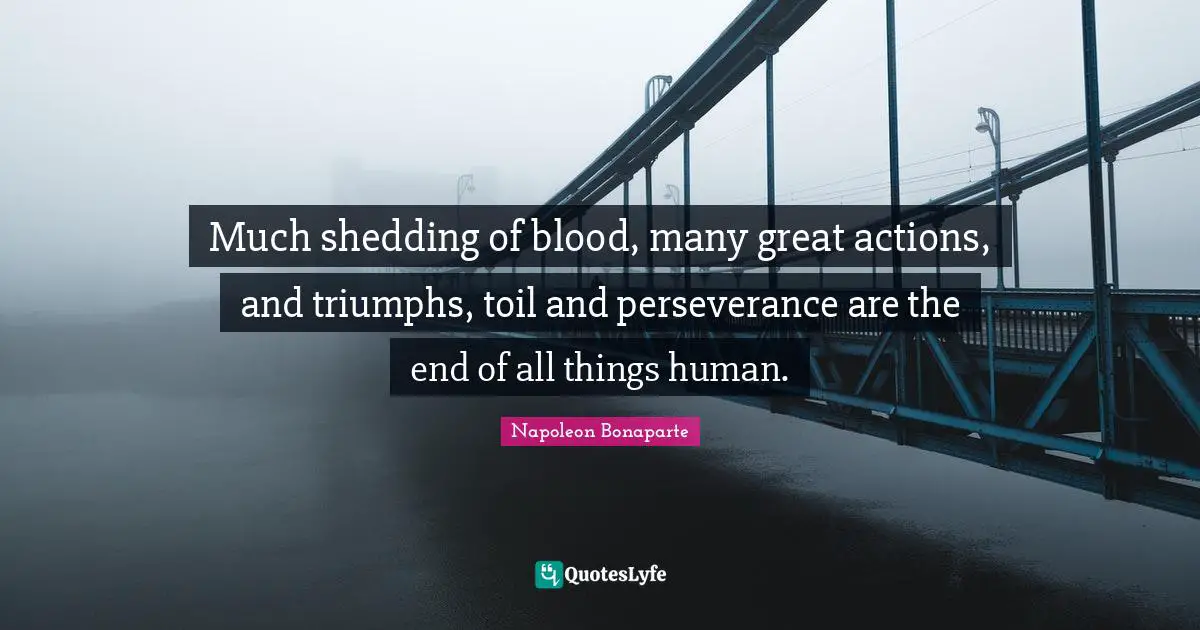 Much shedding of blood, many great actions, and triumphs, toil and perseverance are the end of all things human.