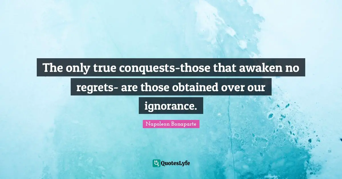The only true conquests-those that awaken no regrets- are those obtained over our ignorance.