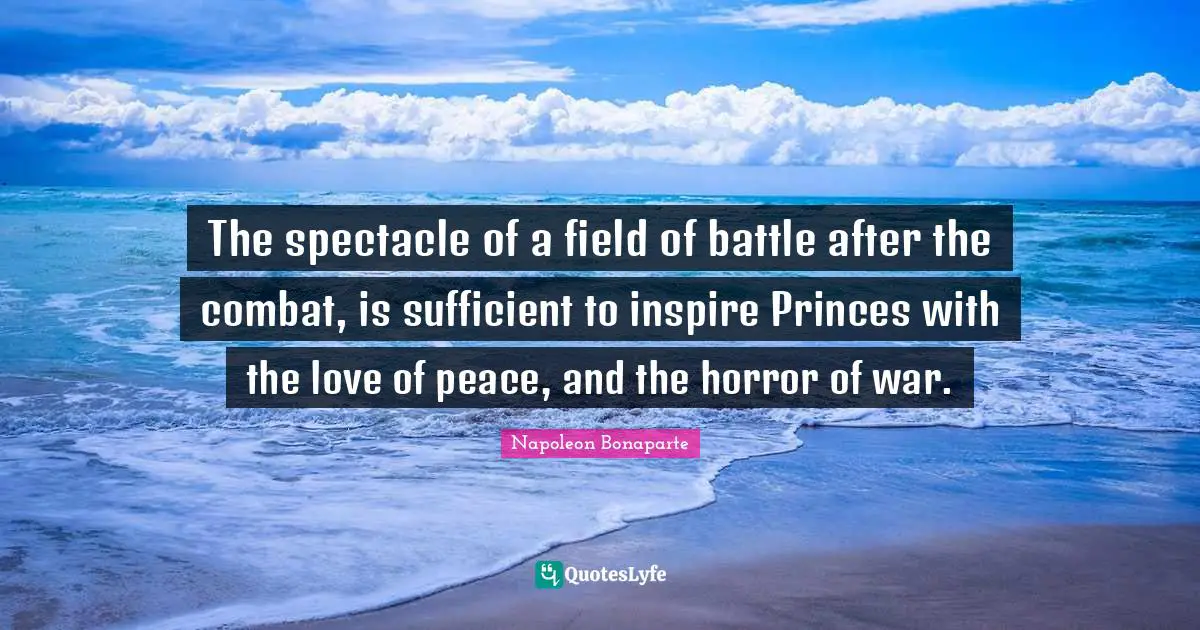 Sufficient Quotes: "The spectacle of a field of battle after the combat, is sufficient to inspire Princes with the love of peace, and the horror of war."