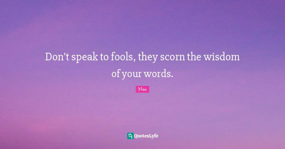 Don't speak to fools, they scorn the wisdom of your words.