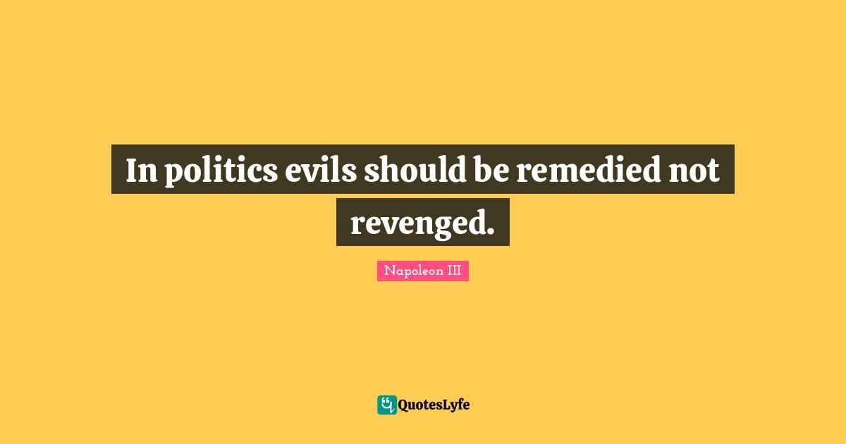 In politics evils should be remedied not revenged.